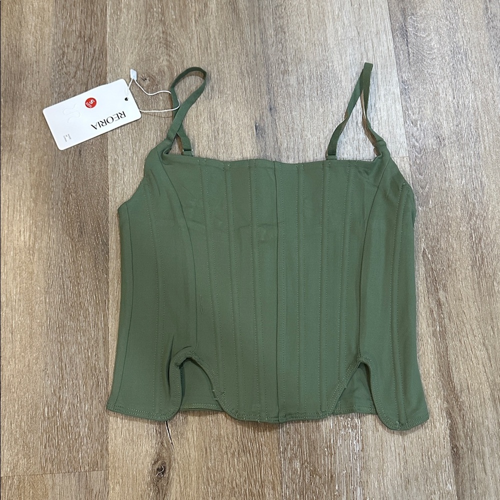 ReoRia Olive Corset Top ribbed